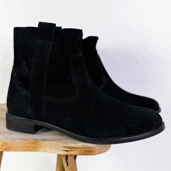 Gianni Bini Take Five Suede Ankle Boots Booties Black Western Cowboy sz 6.5 NEW - Picture 1 of 7